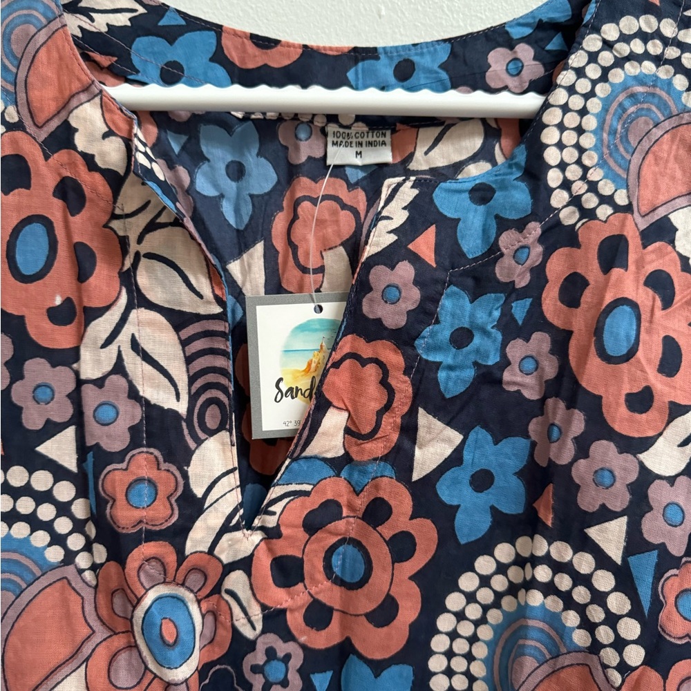 Boutique Floral Printed Cotton Blouse M - Picture 2 of 5